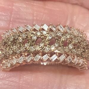 🔥ON SALE NWT Natural Champagne and white Diamond ring RG over silver .50 ctw